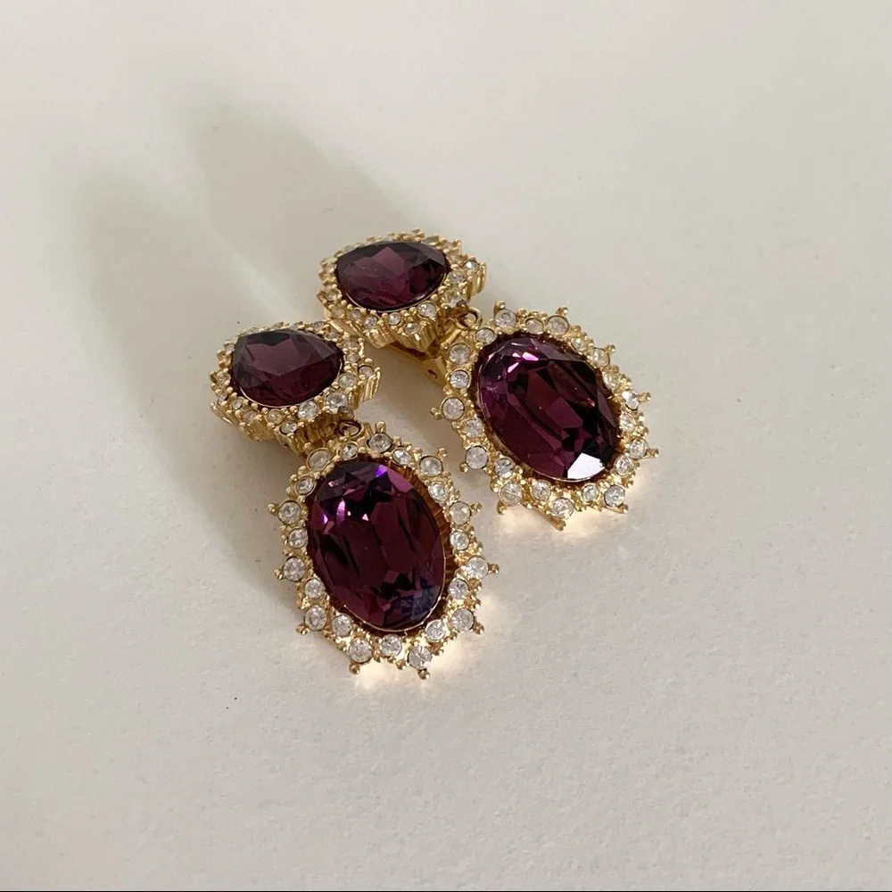 Vintage Christian Dior large crystal earrings - Picture 10 of 15